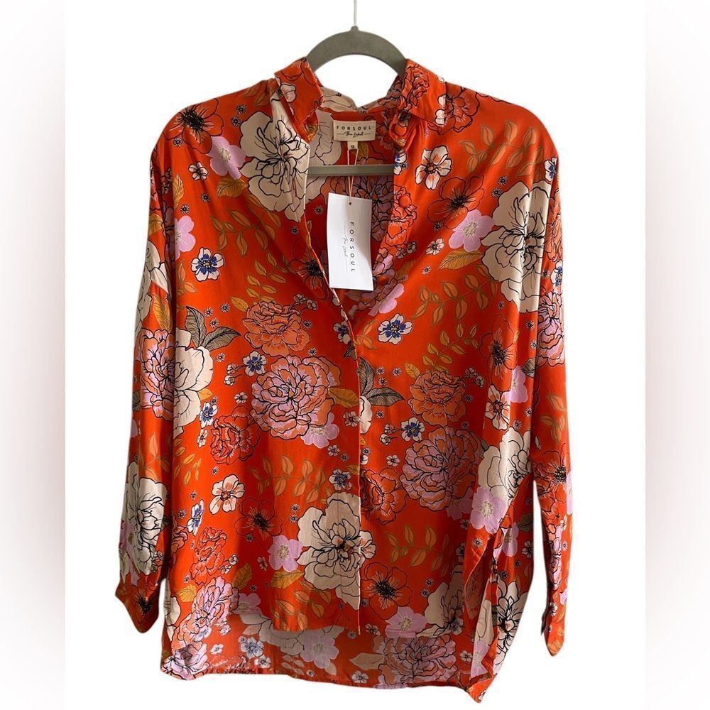 Forsoul The Label Rayon Button Down Blouse, XS